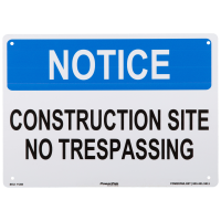 Construction Site No Trespassing Sign