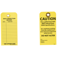 YELLOW Waterproof Scaffold Tags