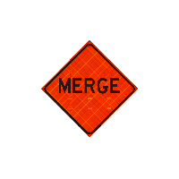 48" x 48" Hi-Intensity Reflective Vinyl MERGE sign with ribs with velcro for direction arrow overlay