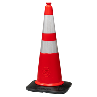 28" ECOLANE Safety Cone with double reflective collars and 7Ib base