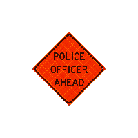 36" x 36" Hi-Intensity Reflective Vinyl sign with ribs - Police Officer Ahead