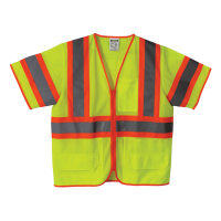 ANSI Class 3 Yellow Safety Vest with 8 Pockets and Zipper Closure