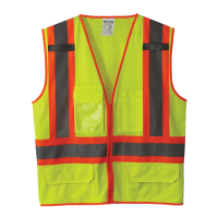 Yellow Class 2 Surveyors Vest with 2 Tone Striping and zipper