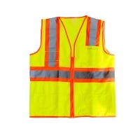 ANSI Class 2 Yellow Safety Vest with 8 Pockets and Zipper Closure