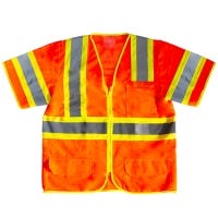 ANSI Class 3 Orange Safety Vest with 8 Pockets, and Zipper Closure