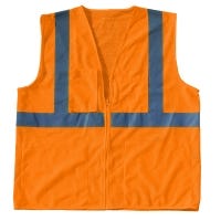 ANSI Class 2 Orange Safety Vest with 4 Pockets and Zipper Closure