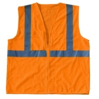 Safety Vest, ANSI Class 2, Orange, with 4 Pockets and a Zipper, 2XL