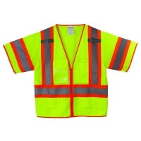 Yellow Class 3 Surveyors Vest with 2 Tone Striping and zipper - 5XL