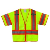 Yellow Class 3 Surveyors Vest with 2 Tone Striping and zipper