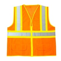 ANSI Class 2 Orange Safety Vest with 8 Pockets and Zipper Closure